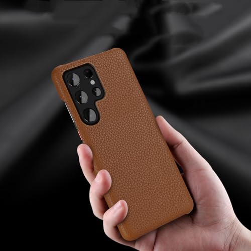 Coque en cuir véritable Samsung S21 FE rose texture litchi douce