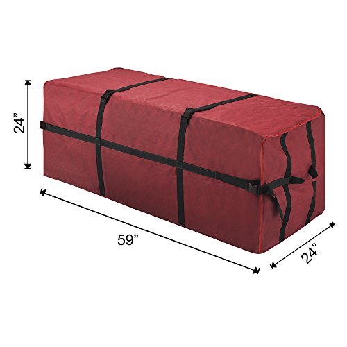 Elf Stor Heavy Duty Canvas Christmas Tree Storage Bag with Straps, fits up to 9 ft Tree, Red - Thumbnail 3