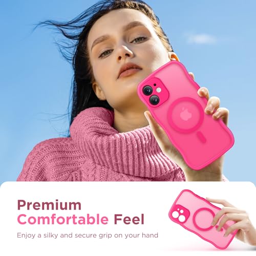 CAPRARO Cute for iPhone 11 Case, Compatible with MagSafe, [Curly Wave Edge] [Full Camera Protection] [14 FT Drop Protection] Magnetic Phone Case for 11 6.1 Inch, Hot Pink by CAPRARO - Used condition - Image 7