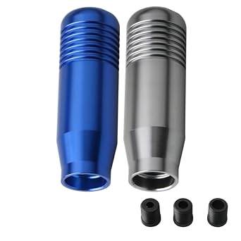 2 Pcs Blue&Silver Color Gear Shifter Knobs and Adapter Replacement
