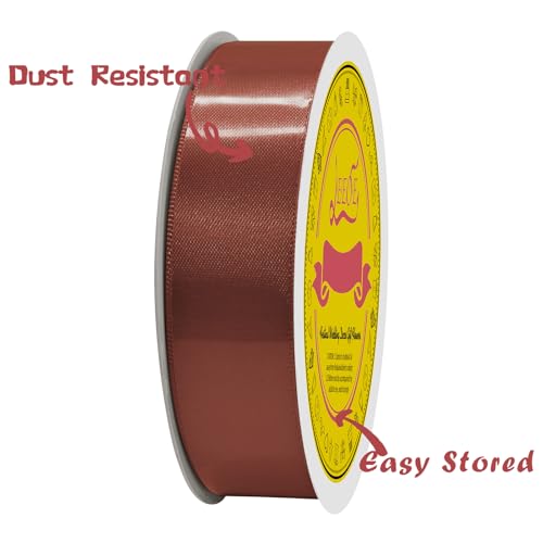 Image of Double Face Rust Satin Ribbon 7 /8 inch X 25 Yards Polyester Rust Ribbon for Gift Wrapping Very Suitable for Weddings Party Hair Bow Invitation Decorations and More