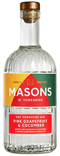 Masons Pink Grapefruit & Cucumber Yorkshire Gin | 70cl | 42% ABV | London Dry with Real Grapefruit & Cucumber | No Juices, No Syrups, No Sugar | Award-Winning Yorkshire Craft Gin