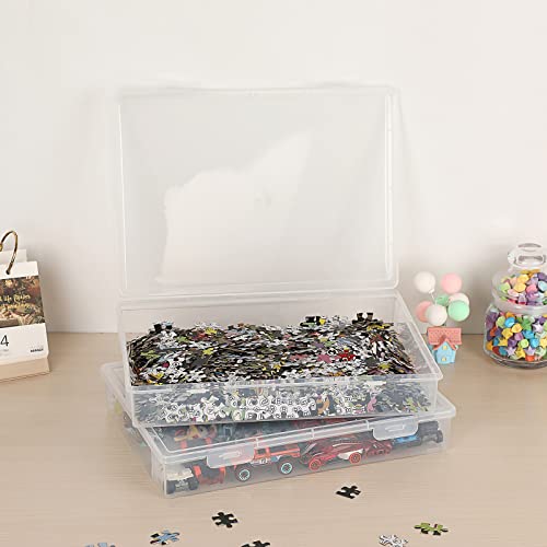 Btsky Clear Plastic Storage Box With Flap Lid, Multipurpose Craft Organizers And Storage Box Art Supply Storage Organizer Plastic Sewing Box For Pencils Markers Notebooks A4 Files, 2 Pack Large #TOP7