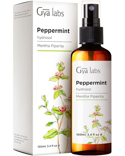 Gya Labs Peppermint Hydrosol - 3.4 Fl Oz - Hydrating Face & Body Mist for Skin Toner & Hair Refresher - As Pillow Room & Linen Spray for Fresh Scent