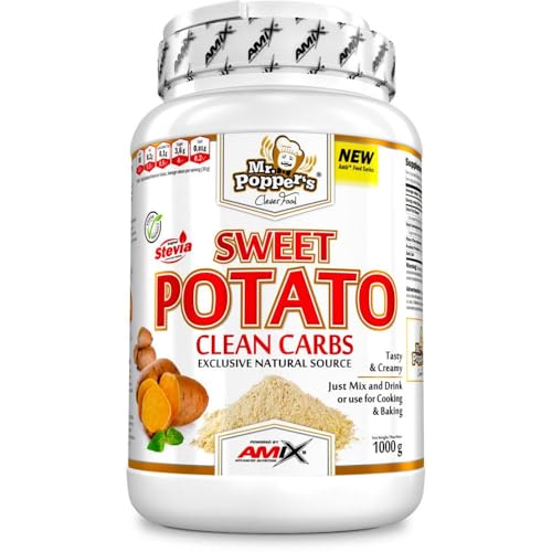 Amix Sweet Potato Clean Carbs 1 Kg - Harina de Boniato en Polvo, Rica en Hidratos de Carbono / Ideal para Batidos y Recetas Sabor Chocolate
