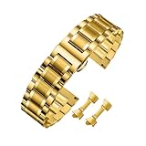 ROUREOX Bracciale Metallo Premium Cinturino Orologio Acciaio Inox 19mm 21mm Chiusura Farfalla Banda Ricambio per Longines Master Collection - D'oro 19mm