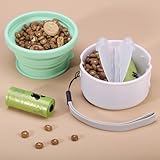 Travel Dog Bowls portable 3 in 1 Design pet to drink The Feeding bowl The outdoor traveling cup feeder Treat Container with Collapse Bowl&Dog Poop Bag Holder Dish for Camping Walking with1 Poop Bags