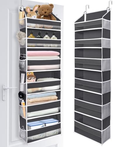 ULG Over The Door Organizer with 6 Large Pockets 12 Side Pockets, 50lbs Weight Capacity Door Hanging Organizer for Bedroom, Bathroom, Pantry, Nursery Storage, Dark Gray