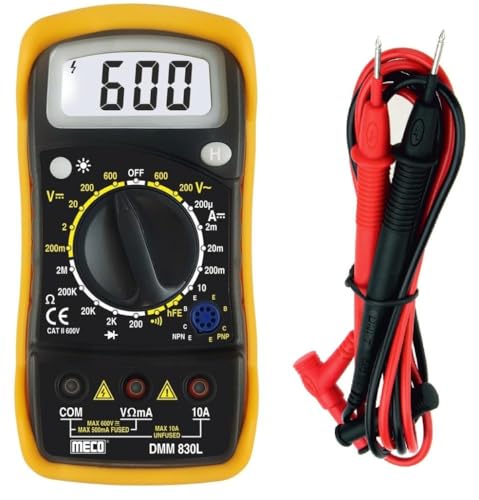 Image of MECO 830L Digital Multimeter | AC /DC Voltage & Current Tester | Resistance Measurement | Pocket Size Electrical Tester with LCD Display | Ideal for Electricians, Technicians