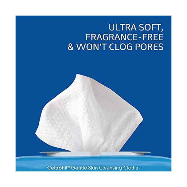 Cetaphil-Gentle-Skin-Cleansing-Cloths-25-Pack-of-2-Fragrance-free-50-Count Cetaphil Face and Body Wipes, Gentle Skin Cleansing Cloths, 50 Count, Twin Pack, for Dry, Sensitive Skin, Flip Top Closure, Great for the Gym, Travel, in the Car, Hypoallergenic, Fragrance Free