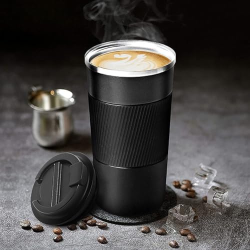Copo Térmico Inox 510ml Coffee Mugs Café Chá Sucos Bebidas Quentes e Frias com Tampa e Parede Dupla