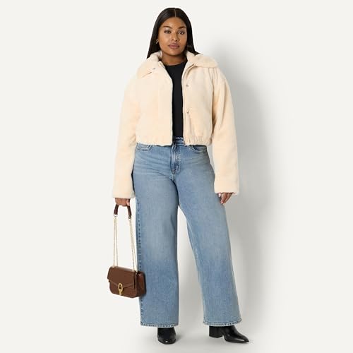 Amazon Essentials Women's Oversized-Fit Cropped Faux Fur Jacket with Collar, Cream, Small by Amazon Essentials - Image 7
