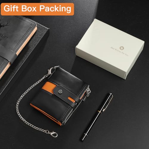 GAEKEAO Chain Wallets for Men - Bifold RFID Blocking Mens Wallet with Chain, High Security Leather Wallets with Coin Pocket 7