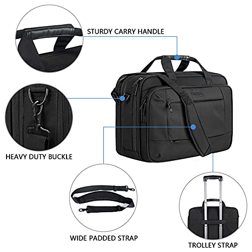 Empsign 18 Inch Laptop Bag Briefcase, Xl Gaming Computer Bag Laptop Case For Men & Women, Water Repellent Office Carrying Case Shoulder Bag For Work Business Commute Travel School, Canvas-Black #TOP4