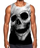 KYKU Skull Tank Top Men White 3D Printed Graphics Sleeveless Shirt Novelty Big and Tall (X-Large,Sku