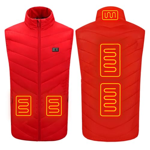 YZTTCD Chaleco Calefactable, USB Recargable Chaleco Calefactable, Chaqueta Térmica Ajustable Para Hombres Y Mujeres, Lavable (Sin Batería), 3# - Rojo, 4Xl