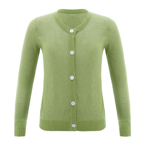 Loyan Kids Girls Cardigan Sweater Button Down Long Sleeve Knitted Bolero Shrug Tops