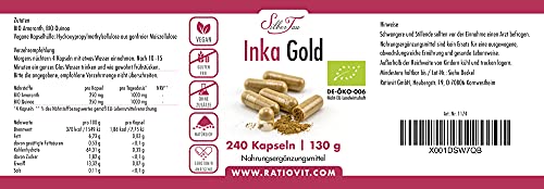 SILBERTAU Inka Gold – 240 BIO Kapseln mit Amaranth & Quinoa – 100 % pflanzlich – roh & naturrein – glutenfrei & vegan – ohne Zusatzstoffe – DE-ÖKO-006 zertifiziert