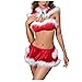 Briskorry Sexy X-Mas Outfit Weihnachtskostüm Weihnachten Dessous Lingerie Negligee Spitze Weihnachts Reizwäsche Damen Babydoll Kostüm Xmas Wäsche Set Nachtwäsche mit Sinnlichem Plüsch