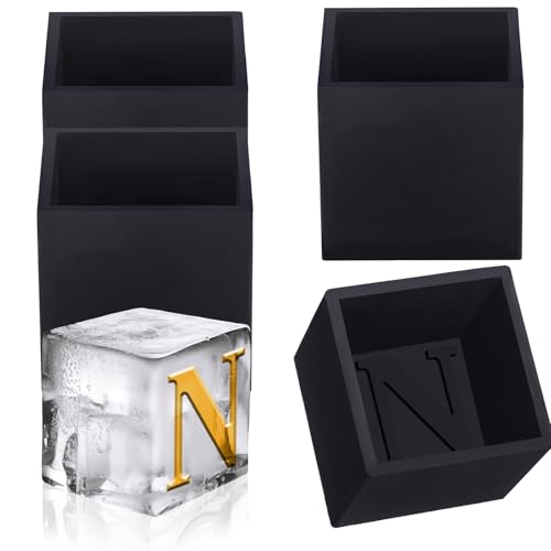 Teenyyou 4 Pcs 2 Inch Letter Ice Cube Molds for Whiskey, Letter N