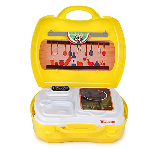 Image of Webby Kitchen Play Set with Foldable Suitcase, Game Toy Kit, Compact Kitchen Accessories Pretend Play for 3 + Year Kids, Kitchen Set for Kids Girl