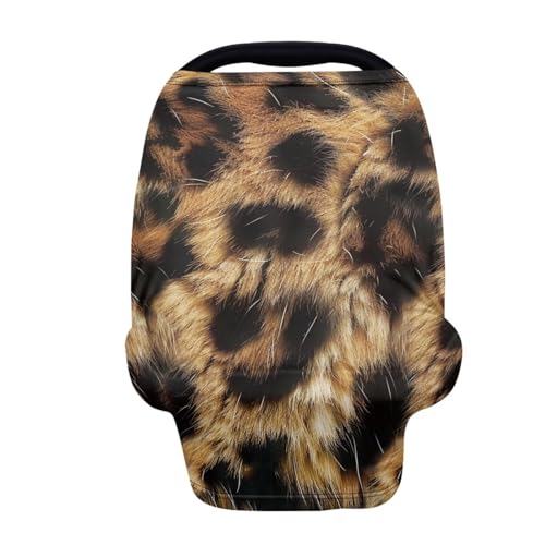 Image of Forchrinse Leopard Print Nursing Cover Breastfeeding Scarf Babies Soft Car Seat Cover for Boys and Girls Infant Carseat Canopy Multi-Use Git
