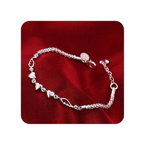 Prime+Deals Sale 925 Sterling Silver Bracelet for Women Dollar Items My+Orders Haul Store Clearance Outlet Gifts for Her Simple Adjustable Bangle Bracelets Wedding Mother's Day Jewelry for Her