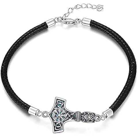 URONE Viking Thor's Hammer Bracelet Sterling Silver Mjolnir Celtic Knot Pendant Nordic Jewellery Gift for Men Cover