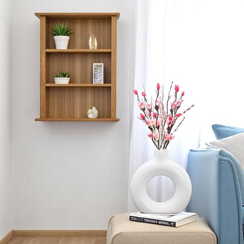 Image of Modern Ceramic Ring Vase with Pink Floral Stems, White, Decorative Flower Holder for Home (5 INCH)
