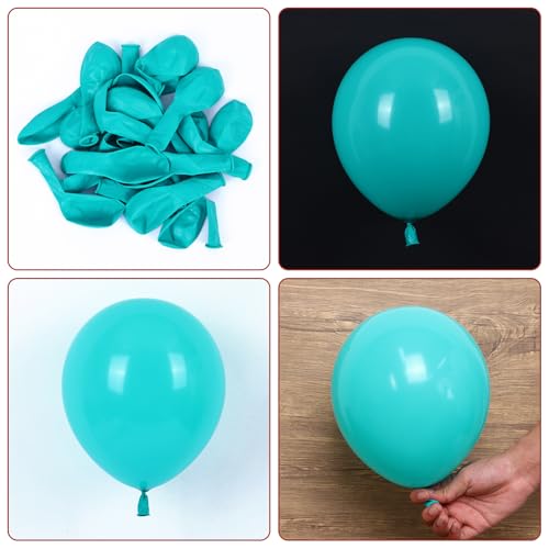 Image of RUBFAC Teal Blue Balloons 129pcs Different Sizes 18 12 10 5 Inch, Latex Turquoise Balloon Garland Arch for Birthday Party Decoration Wedding Engagements Anniversary Baby Shower Party Supplies