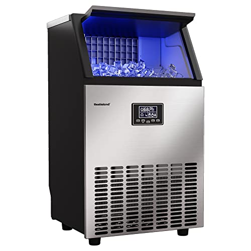 Commercial Ice Maker Machine, 100lbs/24h with 33lbs Storage Bin