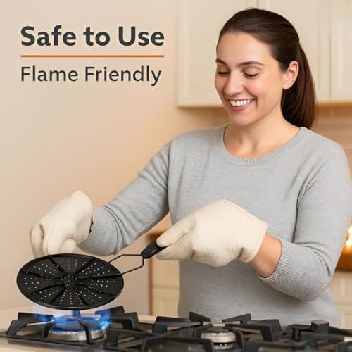 Image of Heavy Stainless Steel Heat Diffuser Plate for Gas Stove Best Nonstick BBQ Frying Plate Flame Tamer Simmer Plate Even Heat Cooking Roti Papad Milk Tea Coffee Fast Heating Kitchen Black