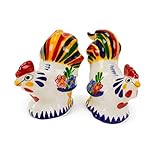 Colorful Roosters Collectible Ceramic Salt and Pepper Shakers Set by E.H.G