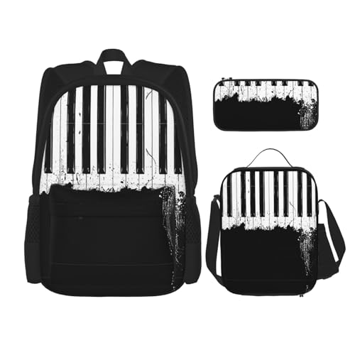 Sac à dos piano imprimé décontracté avec trousse à crayons