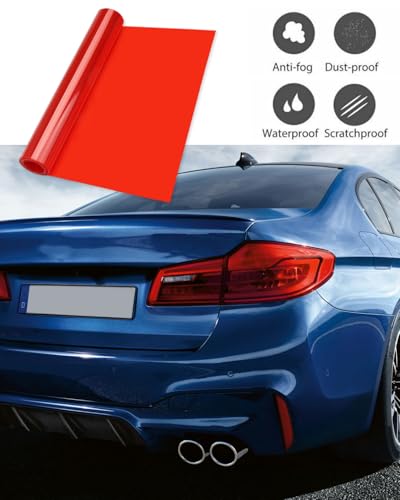 KGDUYC 1 Rolle Scheinwerferfolie, Autotönungsfolie, rote Folie, transparent, zuschneidbar, selbstklebend,Scheinwerferrücklicht,getönte Vinylfolie,Auto-Rücklichttönungsfolie,Nebelscheinwerfer (rot)
