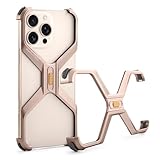 OATSBASF X iPhone 16 Pro 6.3インチ用ケース 放熱メタルバンパー ボーダレスフォンケース、フレームレススリム耐衝撃保護メタルバンパーフォンケース、デザートチタニウム