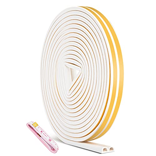 10m Bande de Joint, Miciler Auto-adhésif Anticollision Joint de Porte, D-Profi Joint d'étanchéité de Porte et Fenêtre pour Anti-intempéries/isolation acoustique - 9mm*6mm Cover