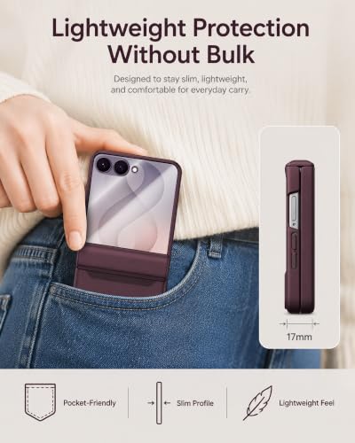 Image of STORMTAL for Samsung Galaxy Z Flip 8 Case, Hinge Protection, Built-in Screen Protector, Wireless Charging, Shockproof, Slim Rugged Phone Protective Case for Galaxy Z Flip 8 Wine