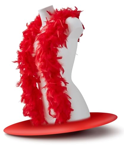 Runesol Boa plume rouge, 50 grammes de plumes de dinde, 1,8 mètres, Boas rouge pour soirée, fêtes, déguisement halloween, accessoires festival, fierté, marches LGBT