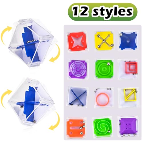Goldge AGFAHL7008 24 Pcs Balance Iq Maze Game Toy Set - Mini 3D Brain Maze Puzzle Cubes In A Box. Fun Party Favor Games And Ideal Prizes thumb #2