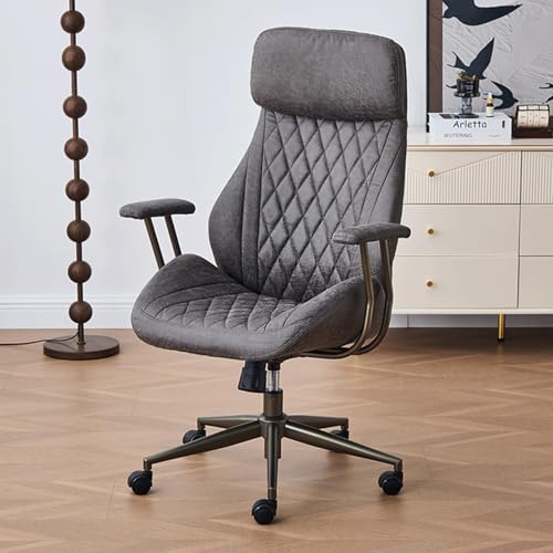 JixCJHj Sillón o Silla de Oficina Director cómodo,Sillas Oficinas Trabajo，illa Giratoria，Regulable en Altura, Función de Inclinación,Soporte Lumbar，con reposabrazos(Gray)
