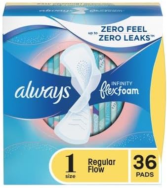 Always Infinity Regular Flow Protection Pads with Revolutionary Wings - 36 Pads/Pack, 6 Pack