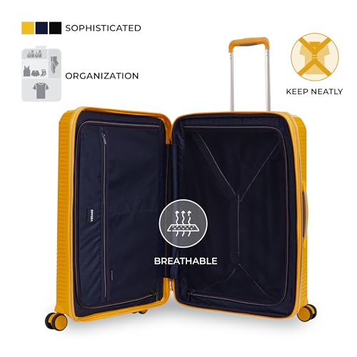 Image of Verage Carry On Luggage with Spinner Wheels, Expandable Hardshell Spinner Suitcase for Travel, TSA Approved (Checked-Large 28-Inch, Yellow)