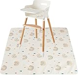 Hochstuhlteppich 110x110 cm Bodenschutz Kinder Rutschfest Wasserdicht Indoor Outdoor Teppich Regenbogen
