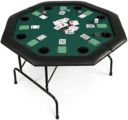 DC DICLASSE Foldable Poker Table, Octagon Card Table w/Cup Holder,Casino Leisure Table Top Texas Hold 'Em Poker Table for Blackjack Board Game,Green Speed Felt