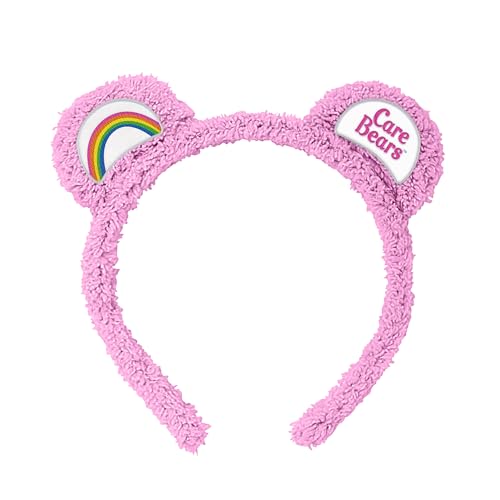 JUST FUNKY Care Bears Adult Sherpa Plush Costume Cosplay Headband with Ears Belly Badges (Cheer Bear)
