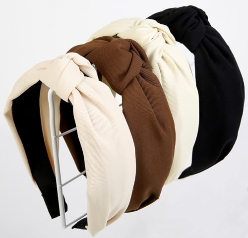Huachi Knotted Headbands for Women Trendy Non Slip Womens Headbands with Knot, Wide Thick Head Bands for Women, Fashion Top Knot Headband for Girls Hair Accessories