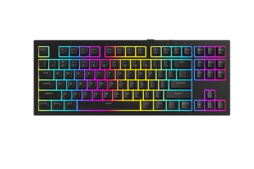 Image of AZOTH Onyx Black RGB Gaming Keyboard, 87 Keys Compact Membrane Design, Type C Wired with Braided Cable, Double Injection Keycaps, 26-Key Anti-Ghosting, USB for PC Laptop Desktop - Black