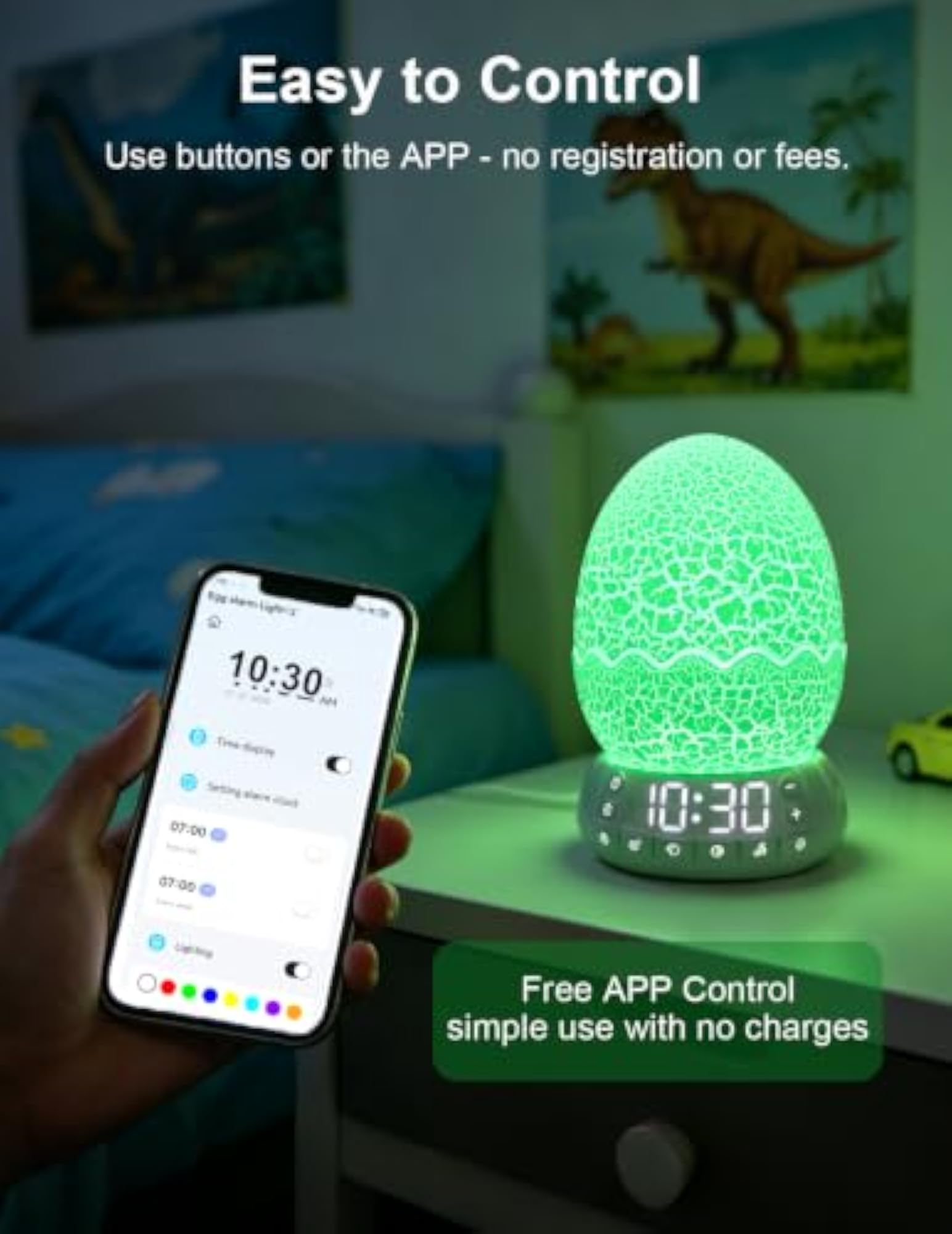 Dinosaur Egg Alarm Clock for Kids