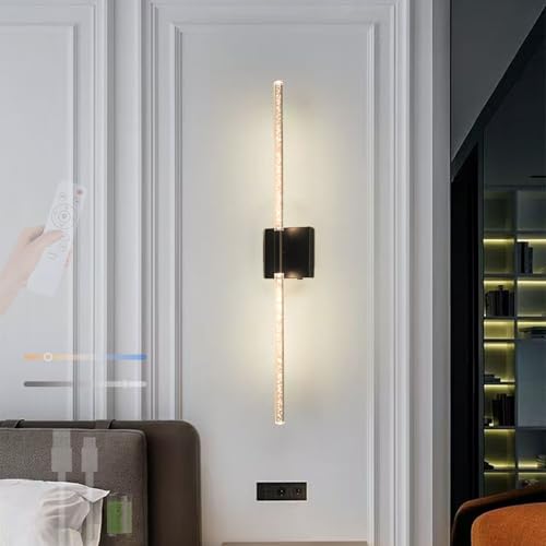Lámpara de pared moderno para dormitorio y salón con iluminación regulable y USB